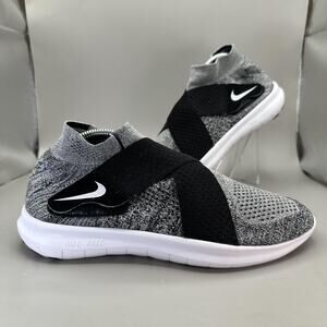 Nike Free RN Motion Flyknit Shoes Men' Size 9.5 Gray Black White Running